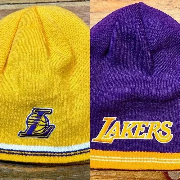 Vintage Adidas | Reversible Lakers Beanie / Hat | Yellow or Purple - Picture 1 of 5